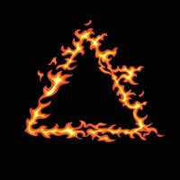 triangle  of fire isolated on black background vector