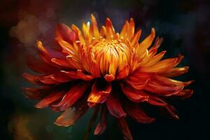 Fall orange flower digital art. Generate Ai photo