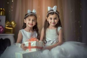 Cute little princesses girls. Generate Ai photo