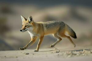 Sand fox running tibetan. Generate Ai photo