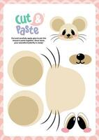 flat design vector cut paste and glue mouse worksheet printable for kids activity