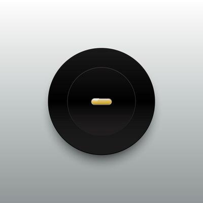 Black button with yellow symbol hyphen, minus or dash vector Illustration background