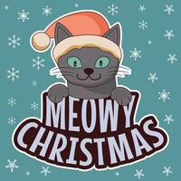 meowy christmas t-shirt design this design vector