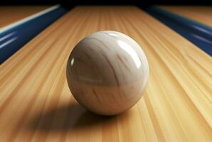 Bowling ball closeup white color. Generate Ai photo