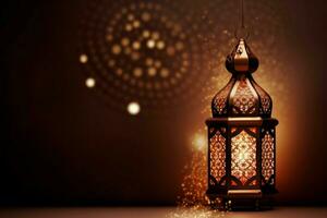 Ramadan lantern moon background. Generate Ai photo