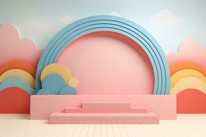 3D Pastel Podium Decoration with Geometric Elements. AI Generative photo