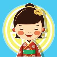 Flat design smiling child with East Asian vector