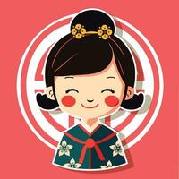 Flat design smiling child with East Asian vector