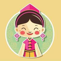 Flat design smiling child with East Asian vector