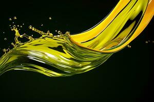 Olive Oil Splash on Black Background. AI Generative photo