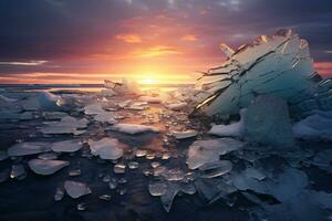 Ice Sheet Breakup. A Visual Reminder of Climate Change. AI Generative photo