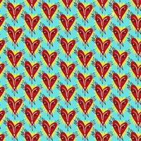 Valentines Day pattern with ugly funky hearts. Groovy cute love characters vector