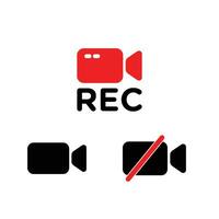 Recording camera icons sign Vector