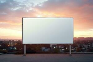 blank white billboard, Empty info banner, street banner, Empty white poster, Mock up. Generated AI photo