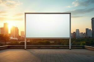 blank white billboard, Empty info banner, street banner, Empty white poster, Mock up. Generated AI photo