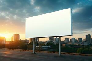 blank white billboard, Empty info banner, street banner, Empty white poster, Mock up. Generated AI photo