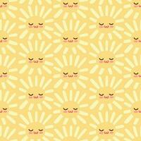 Yellow smile sun vector seamless pattern