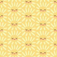 Yellow smile sun vector seamless pattern