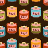 Love candle vector seamless pattern. Home decoration for romantic date Valentines Day texture background