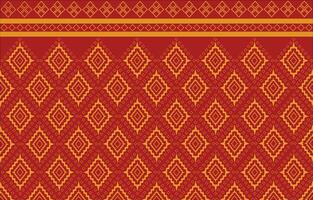 thai ikat seamless pattern on red background vector