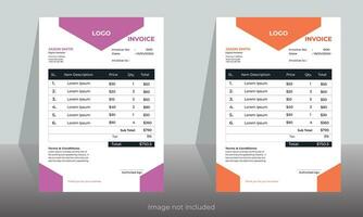 reativo y único resumen estilo negocio factura modelo. cotización factura diseño modelo papel sábana incluir contabilidad, precio, impuesto, y cantidad. con color variación vector ilustración