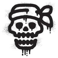 Pirate skull graffiti with black spray paint vector