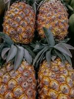 a pile of fresh pineapple in a Jakarta supermarket photo