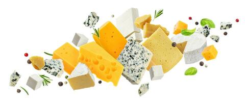 Cheese assortment isolated on white background photo