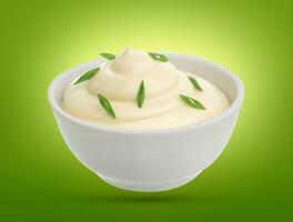 Sour cream with onion isolated photo