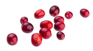 Fresh cranberries isolated on white background photo