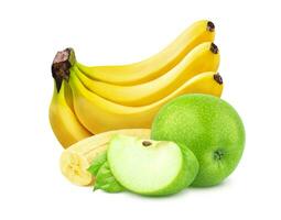 Banana and apple isolated on white background photo