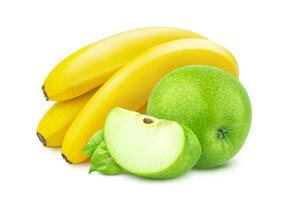 Banana and apple isolated on white background photo