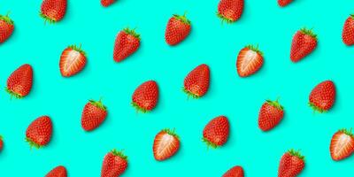 Strawberry seamless pattern, top view, flat lay photo