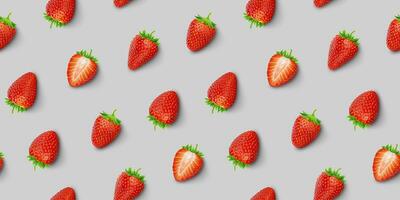 Strawberry seamless pattern, top view, flat lay photo