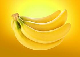 plátano es aislado en un amarillo antecedentes foto