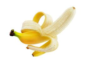 Peeled banana isolated on white background with clipping path photo