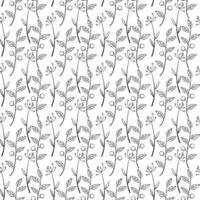 Seamless Pattern With Drawn Plants vector