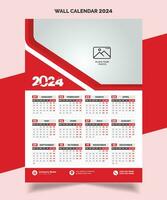 2024 Wall Calendar Template Design 2024 calendar single page, one page, vector