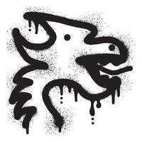 Dragon head graffiti with black spray paint vector