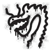 Dragon head graffiti with black spray paint vector