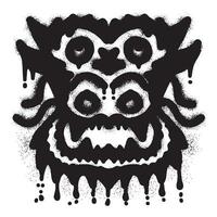 Dragon head graffiti with black spray paint vector