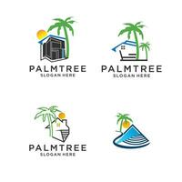 Vector logo design template with palm trees - abstract summer and vacation badges and vacation rentals, services.