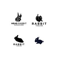 rabbit set animal logo icon symbol design template vector