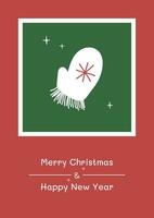 Christmas and New Year greeting card with Mitten and greetings text for winter holidays vector