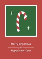 Christmas and New Year greeting card with Christmas Candy and greetings text for winter holidays vector