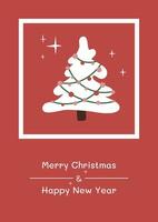 Christmas and New Year greeting card with Christmas Tree and greetings text for winter holidays vector