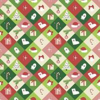 Seamless pattern with geometric Christmas motifs, repeatable diagonal pattern tile design for winter holidays vector