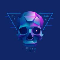 graphic of low poly skull in cyberpunk style vector