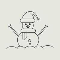 Snowman line art style vector illustration, christmas element design