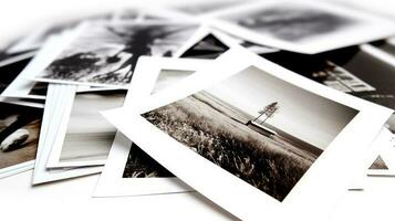 Set of photo collection prints black and white. AI Generated